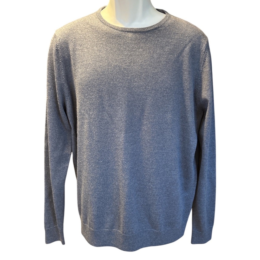 Nordstrom Men's Shop Blue 100% Italian Merino Wool Crewneck Sweater, Large